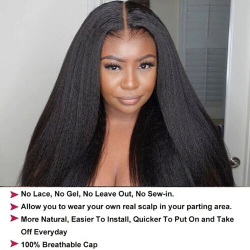 UNice Peruvian Yaki Straight V Part Wig Human Hair Upgrade U Part Wigs Glueless - Picture 16 of 18