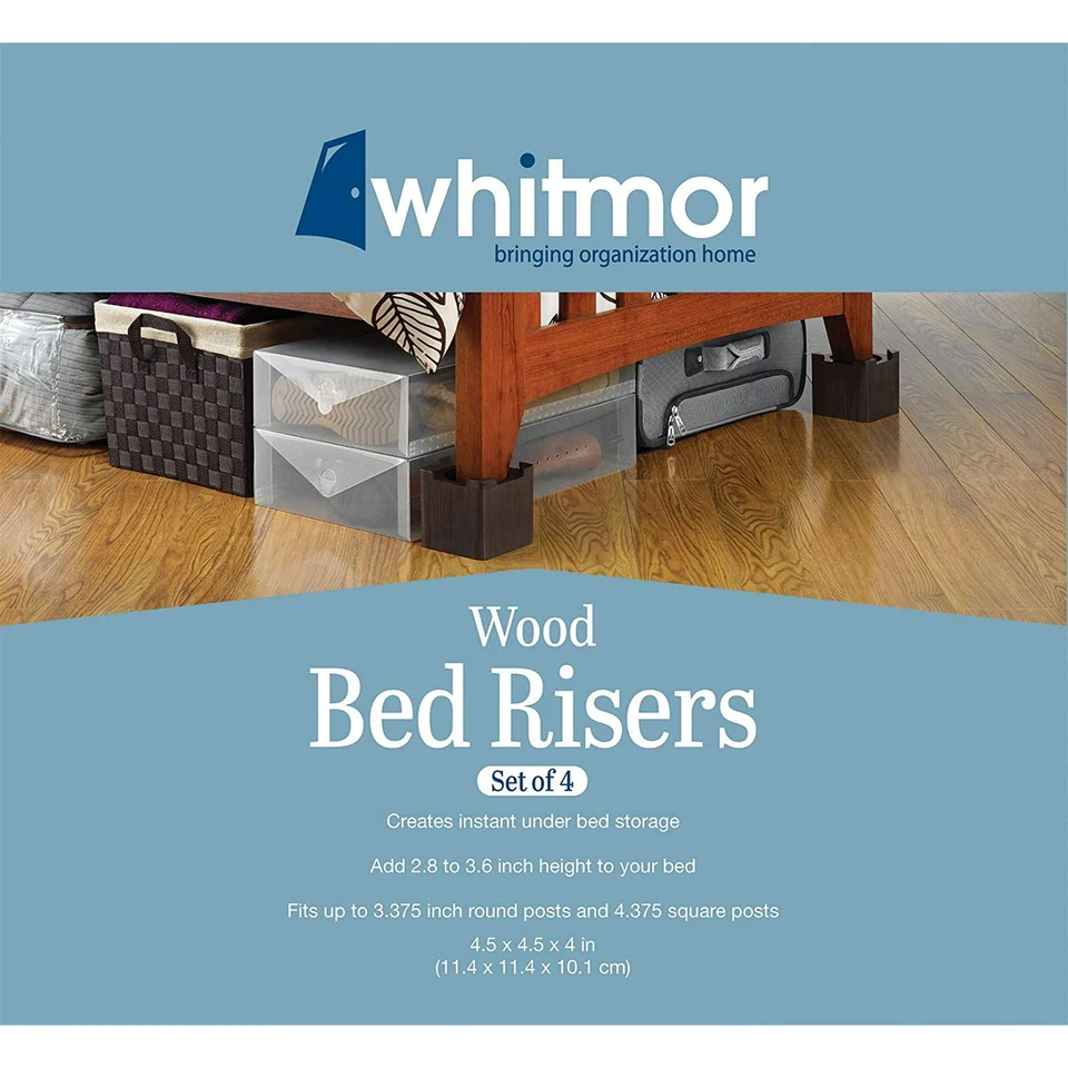 Подставки для кровати эспрессо Whitmor Wood 2,75 дюйма - набор из 4 6511-471-ESPR - Изображение 3 из 3