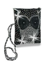 HANDBAG EXPRESS BLACK+STUDS,RHINESTONES OWL PETITE CROSSBODY,PURSE+DUST BAG