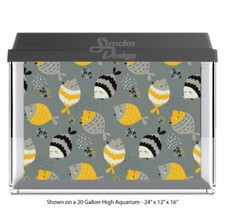 Yellow Black Fish Grey Polyester Fish Tank Glass Backdrop Aquarium Background