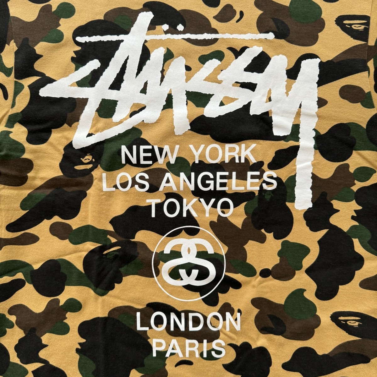 BAPE × stussy 30th Anniversary World Tour T-shirt 1st camo A