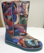 Desigual Authentic Women's Flat Velvet Mid Calf Panda Boots 28ts119-5077