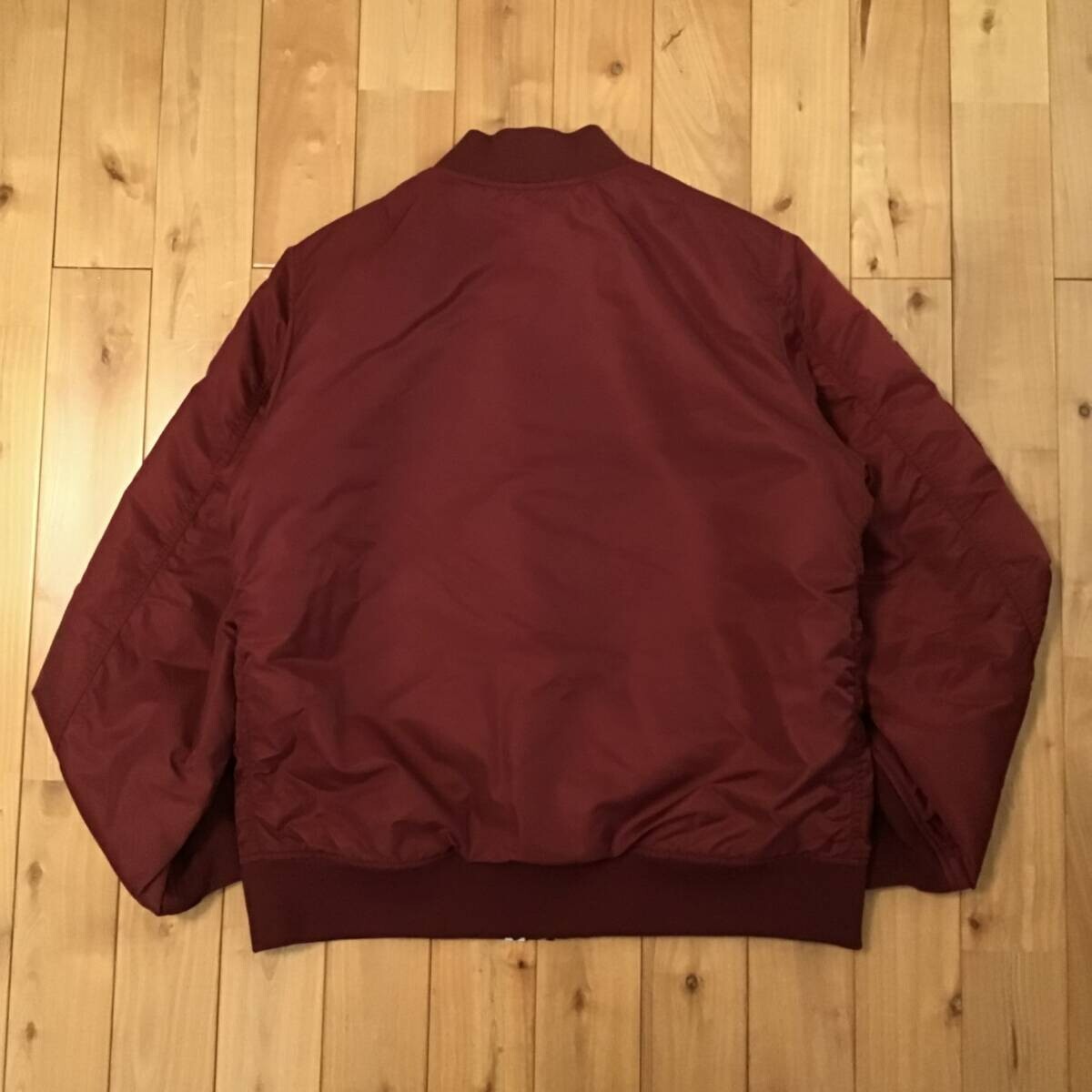 BAPE SHARK MA-1 Bomber Jacket a bathing ape Dark Red Size M