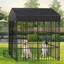 Rustproof Metal Outdoor Dog Kennel with Roof Pet Puppy House Enclosure Run Cage