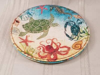 2 Pier 1 Speedy & Friends Melamine Dinner Plate 11'' Turtle Octopus Crab Ocean