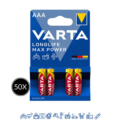 200 x Varta Longlife Max Power / Max Tech 4703 AAA Micro LR03 Foto 1,5V Batterie