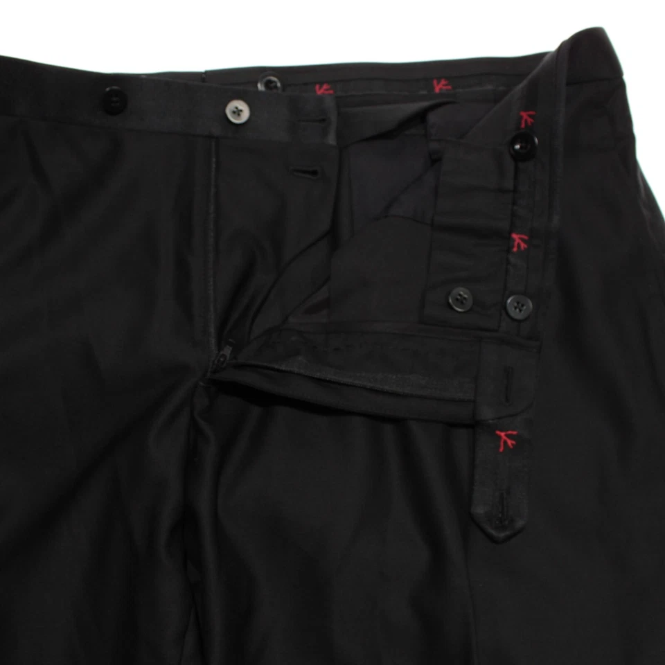 Pantalones de vestir Isaia nuevos con etiquetas 100 % lana frente plano formal esmoquin talla 60R (44R EE. UU.) negros Foto 4 de 4