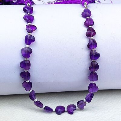Natural Amethyst Gemstone mm Faceted Arrow Drill Heart Shape