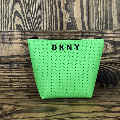 DKNY Donna Karen Green Black Makeup Cosmetic Bag 