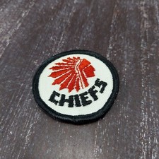 Vintage Chiefs Embroidered Patch 2 Inches Round With Red Native Headdress