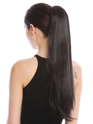 WIG ME UP Haarteil Zopf Pferdeschwanz Steckkamm Bändchen glatt Dunkelbraun 63 cm