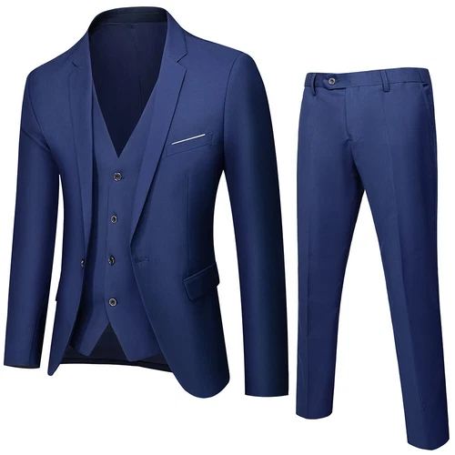 Mens 2-Piece Suit Business Blazer Jacket Pant One Button Coat Slim Fit Suits