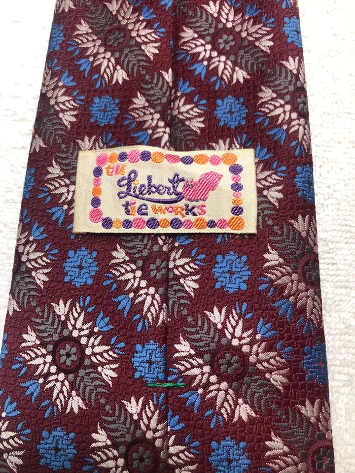 ВИНТАЖНЫЙ LIEBERT МУЖСКОЙ ГАЛСТУК КРАСНЫЙ С СЕРЫЙ СИНИЙ БЕЛЫЙ 4,5 X 56 - Изображение 4 из 4