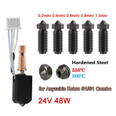 Ceramic Hotend Kit Nozzle Upgrade Part for Anycubic Kobra S1/S1 Combo 3D Printer