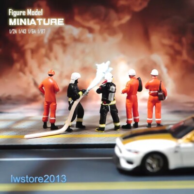 Figurines Miniatures Pompiers Avec Accessoires - Échelle 1/64 - Pour Dioramas Et Maquettes - Neuf