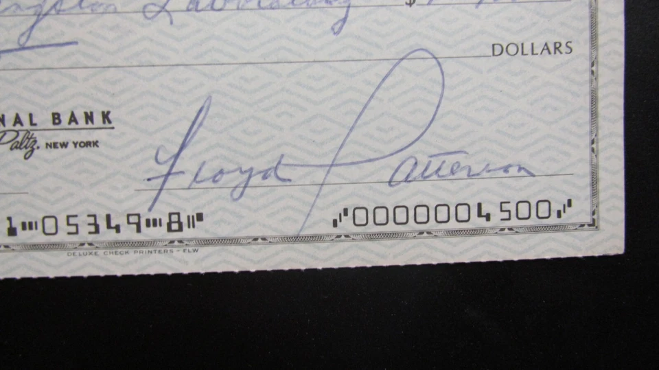 Floyd Patterson Autograph Hand Signed Check with 3 Training Camp Checks - Image 3 of 4