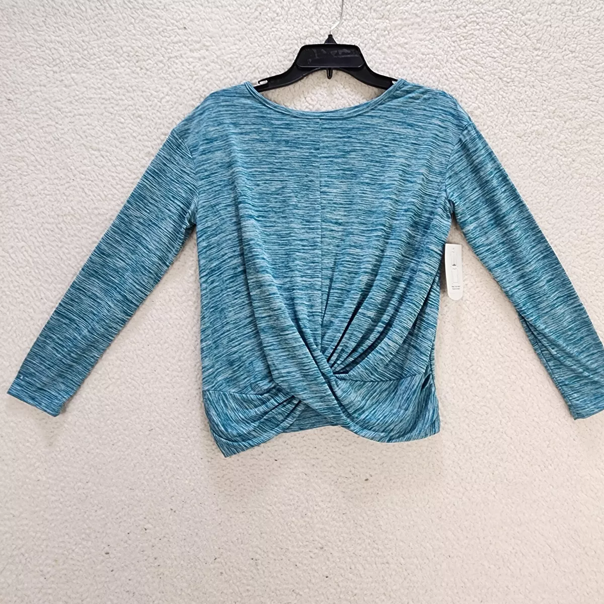 XERSION Quick Dri L S Shirt Girls XL Aqua Melange Heather Front