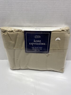Home Expressions JCP Home Collection Flat Sheet New In Package Beige Made In USA
