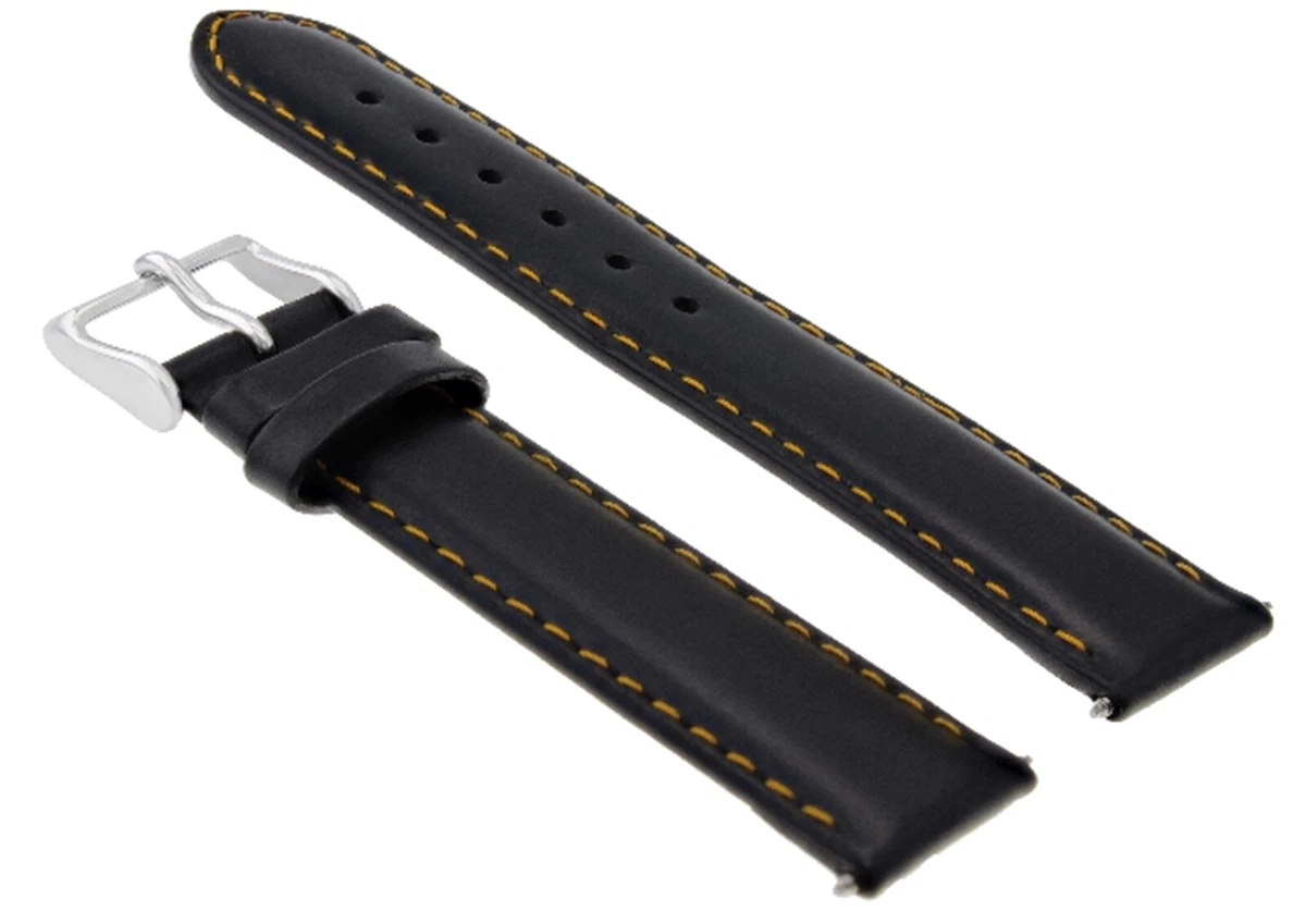 22MM SMOOTH LEATHER WATCH BAND STRAP WATERPROOF FOR PANERAI BLACK