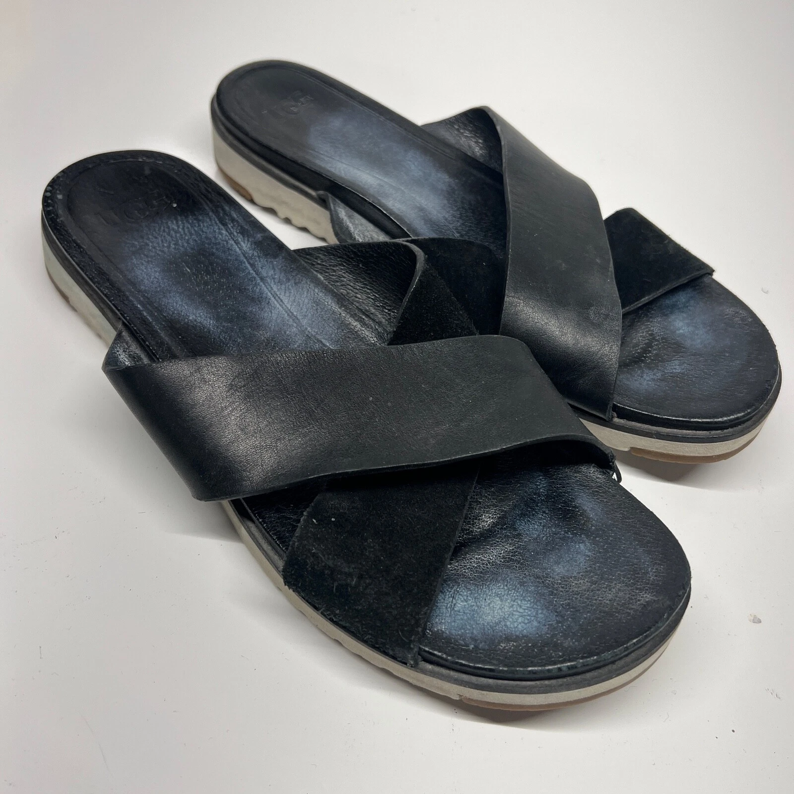 Scarpe sandali bassi Ugg donna Kari neri in pelle 9 EU 40