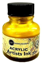 GOLD METALLIC INK 1 Fl. Oz. TINTA METÁLICA DORADA   29.5ML