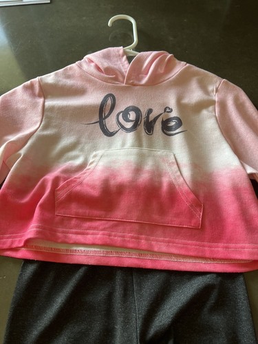 Girls Shein Outfit Size 7 - Pink Hoodie Sweatshirt w/Gray Leggings - Picture 3 of 4