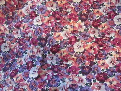 PANSY FLOWER garden VIOLET spring Cotton FABRIC U-Pick HALF YARD 1/2 yd