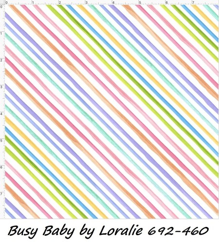 Busy Baby Cotton Quilt fabric BTY Loralie Designs 692-462 Pink Stripe - Picture 12 of 12