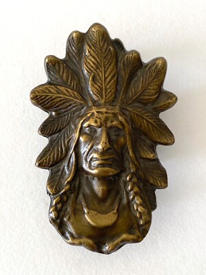 VINTAGE 1974 BRASS NATIVE AMERICAN STYLE INDIAN HEAD BERGAMOT