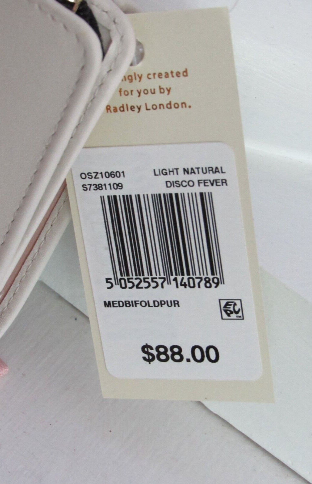 Radley London DISCO FEVER Medium Folded Wallet Purse Light Natural NWT $88