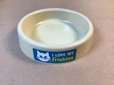 Rare VIntage Friskies Cat Feeding Food Bowl Plastic Kitty Cat I Love My Friskies