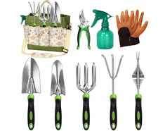 Garden Tool Set with Floral Bag,9-Piece Stainless Steel Gardening Hand Tool with