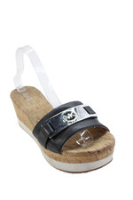 Michael Michael Kors Womens Leather Cork Wedge Sandals Black Size 11 Medium