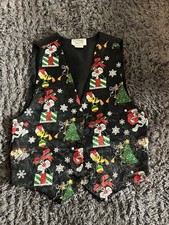 Vintage 1994 Looney Toons Christmas Theme Vest Size Small