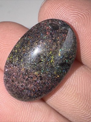 11ct Australian Andamooka Black Matrix Rainbow Opal Gemstone Cabochon 22x14