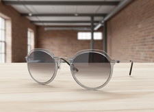 Silhouette Rx-able Sunglasses Feather Light Titanium Round Panto Grey Gradient