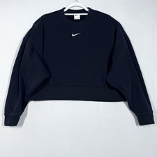 Nike Sweatshirt Women Small Over Oversized Crewneck Pullover Center Swoosh Black