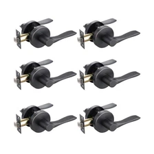 6 Pack -Interior Passage Lever Oil Rubbed Bronze, Keyless Hall and Closet Doo...