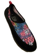 Womens Pink Blue Leopard Print Aqua Socks Water Beach Shoes XL 11-12