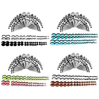 72Pcs Edelstahl Ohr Taper Stretching Kit Gauge Expenders Tunnel Stecker