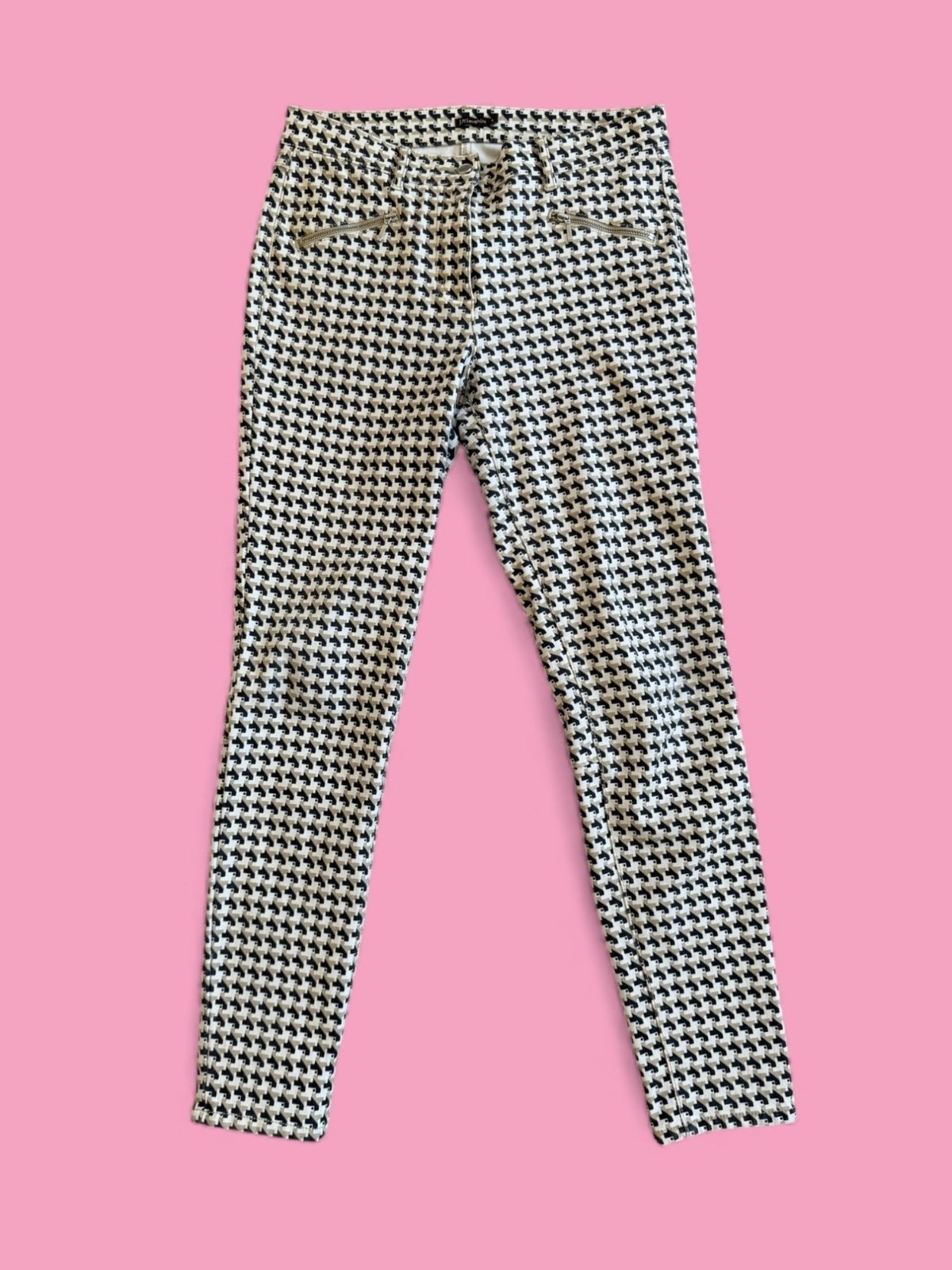 J MCLAUGHLIN Cream Houndstooth Patterned Ankle Pa… - image 1