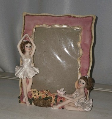 Ballerina Picture Frame Holds 5x7 Ceramic Ballet Dancer