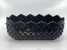 Vintage Fenton rare Black Hobnail Oval Glass Planter  w/ Scalloped Edge EUC