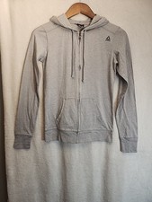 Reebok Jacket Womens Gray Cotton Blend Hooded Light Weight Full Zip XS New