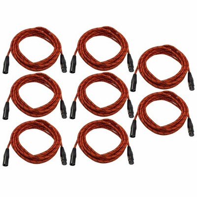 20 Foot 20' Female to Male XLR Microphone Mic Speaker Audio Cable Red 8 Pack