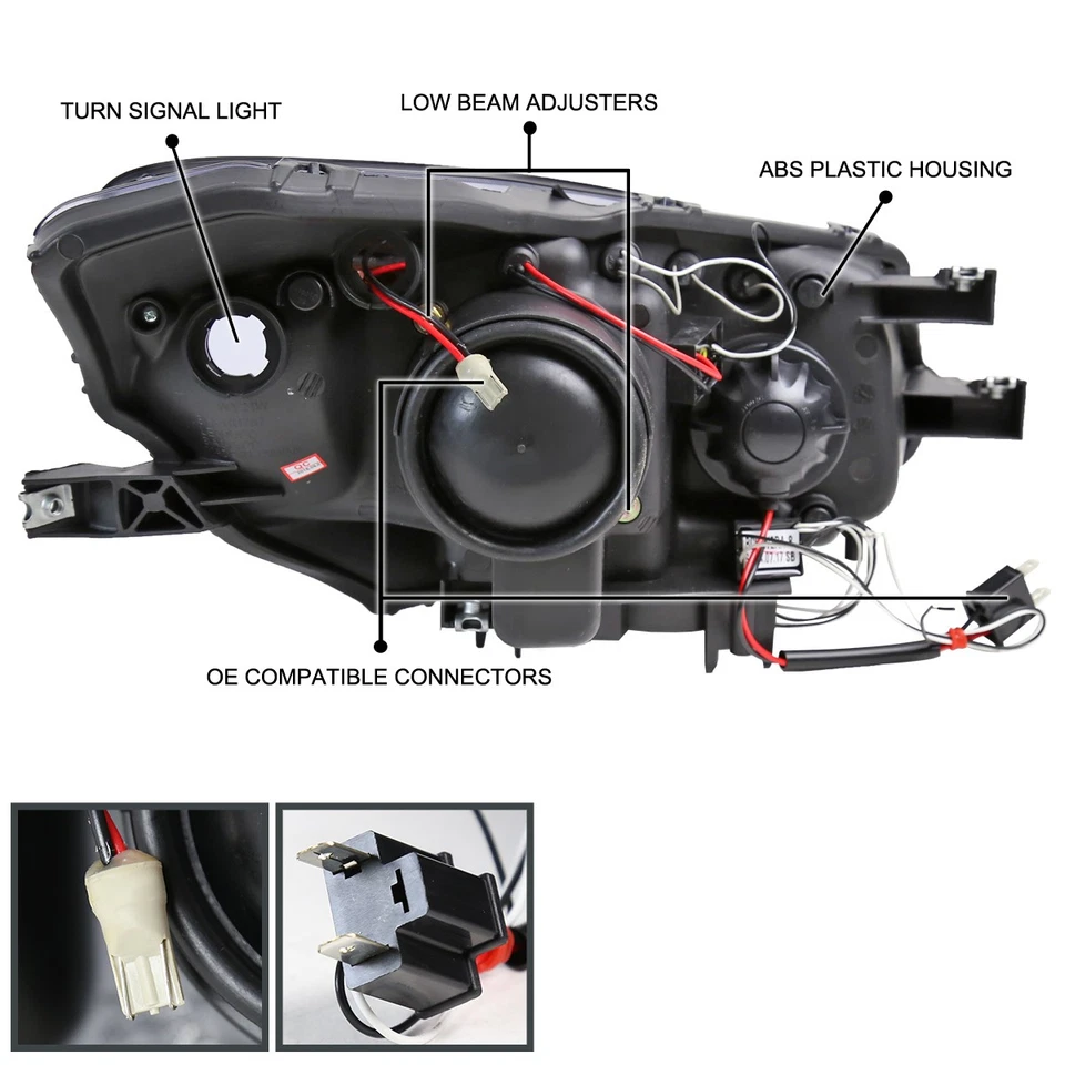 Fits Black 2004-2009 Honda S2000 AP2 LED Halo Projector Headlights Left+Right - Image 4 of 4