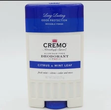 Cremo Aluminum-Free Deodorant No. 7 Citrus & Mint Leaf 2.65 oz Invisible Finish