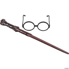 Disguise Harry Potter Accessories Set, Costume Wand and Glasses Kit Black 
