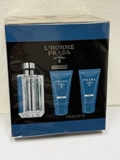 Prada L'homme L'eau 3PC Set For Men 3.4oz/100ml Eau De Toilette Spray NIB Sealed