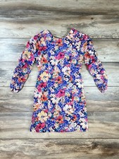 Zara Floral Bodycon Ruched Mini Dress With Back Zipper Size Small